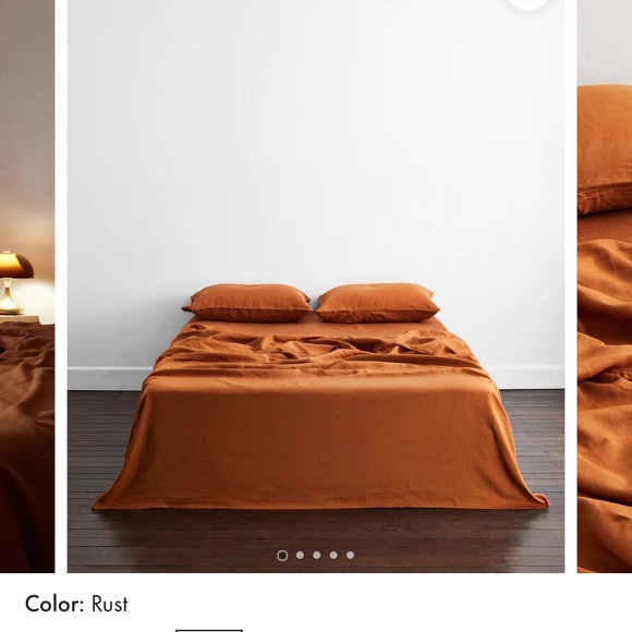 Bed Threads 100% French Flax Linen flat sheet - rust - Picture 3 of 4